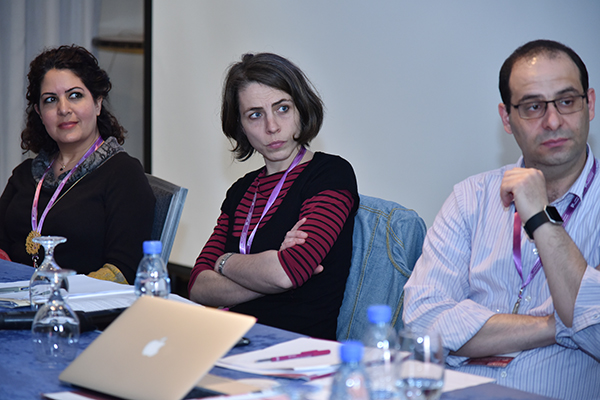 Rania Al-Masri, Coralie Hindawi and Omar Dahi at the roundtable on Critical Security Studies in the Arab World-Third ACSS Conference 